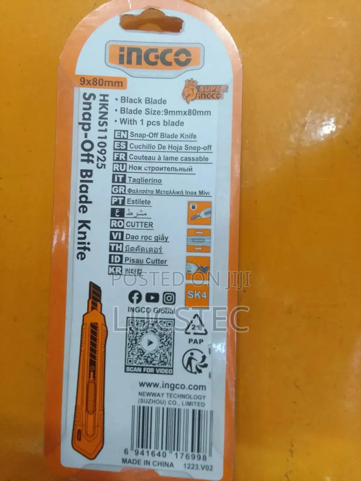 Ingco HKNS 110925 Snap-Off Blade Knife 9×80mm