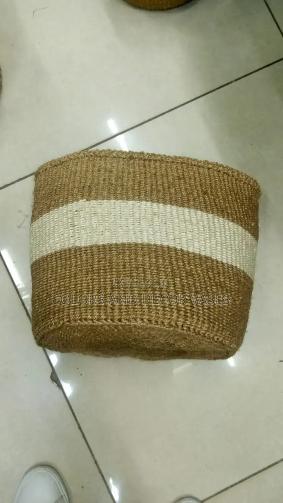 Brown Striped White Basket