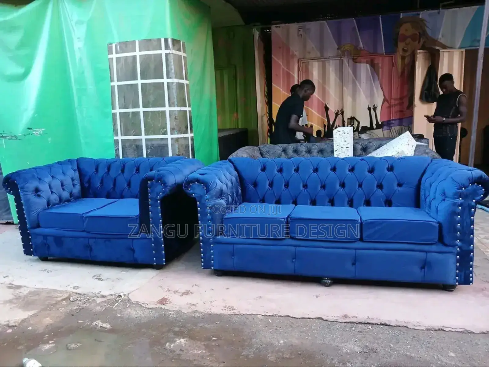 Blue 3-Seater Chester Sofas Available