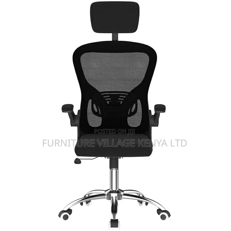 Swivel Black Mesh Office Chair With Adjustable Arms