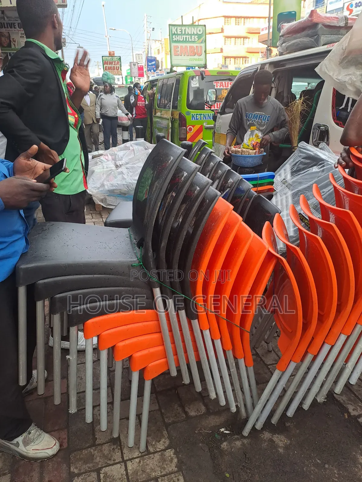 Mix Colours Plastic Chair With Metal Legs