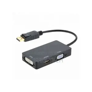 3-in-1 Display-Port Male to HDMI, DVI, VGA Female Adapter