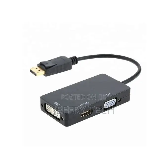 3-in-1 Display-Port Male to HDMI, DVI, VGA Female Adapter