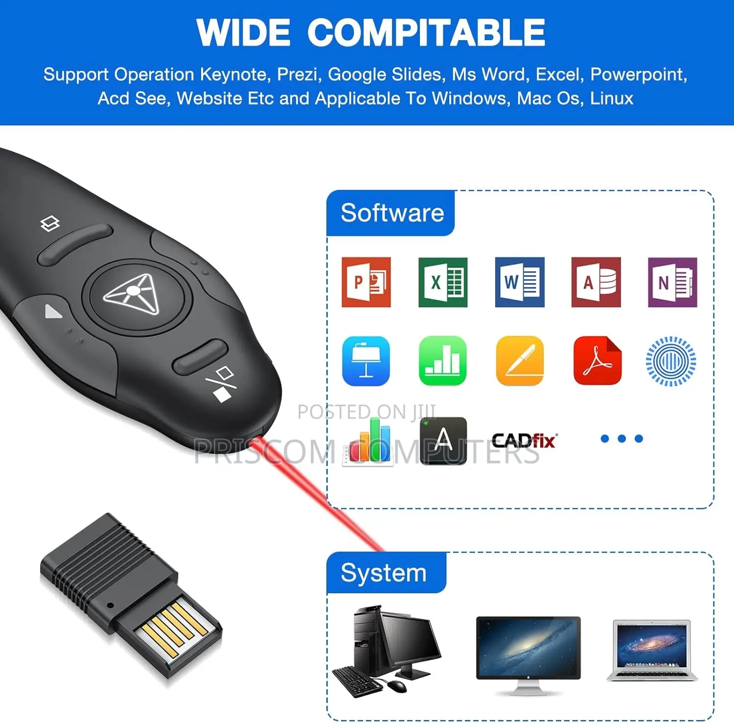 Wireless Presenter USB Laser Pointer With Remote Control Inf