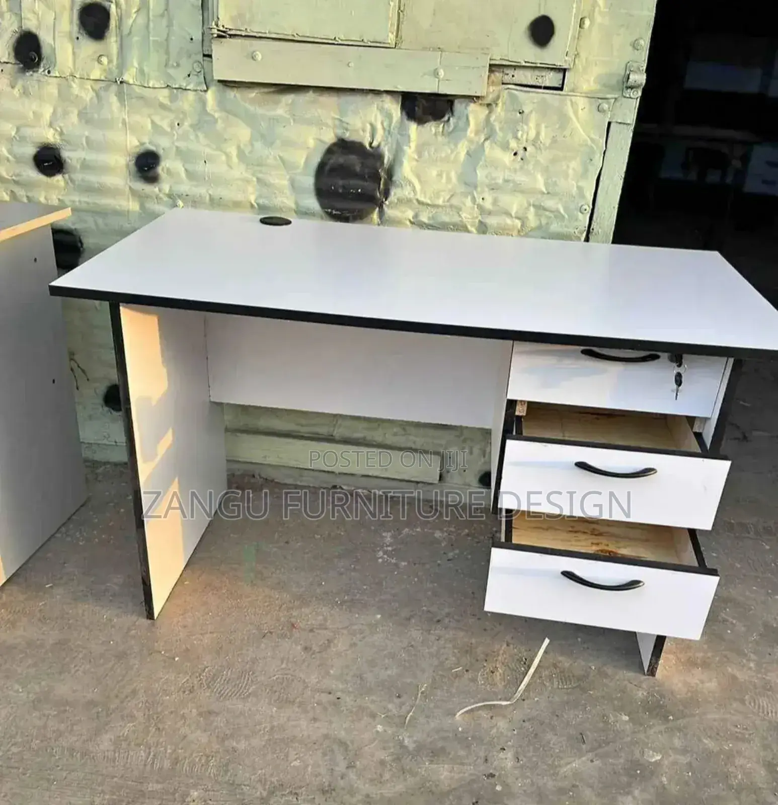 White Desk With Black Edges