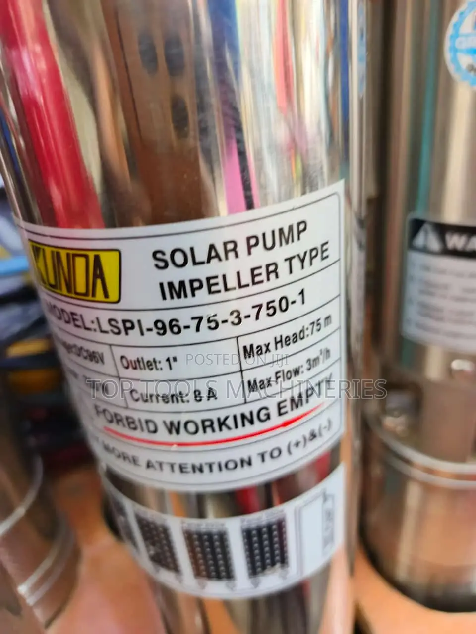 Kunda Solar Submersible Pump 75m Head 750 Watts