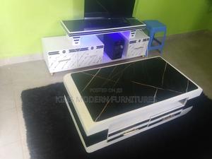 Television Stand + Coffee Table All White Black - thumbnail 2