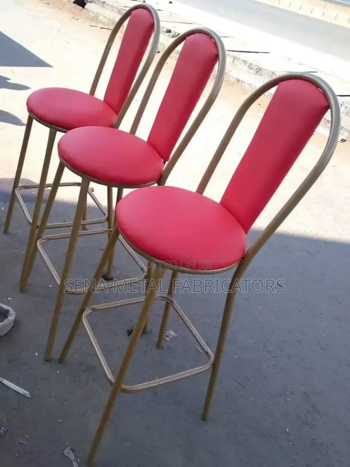 Restaurant High Stools With Gold and Red Colour.