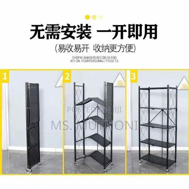 Sturdy 5-Tier Folding Shelf With Wheels - thumbnail 4