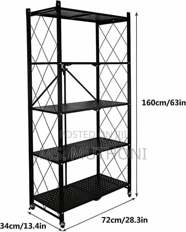 Sturdy 5-Tier Folding Shelf With Wheels - thumbnail 2