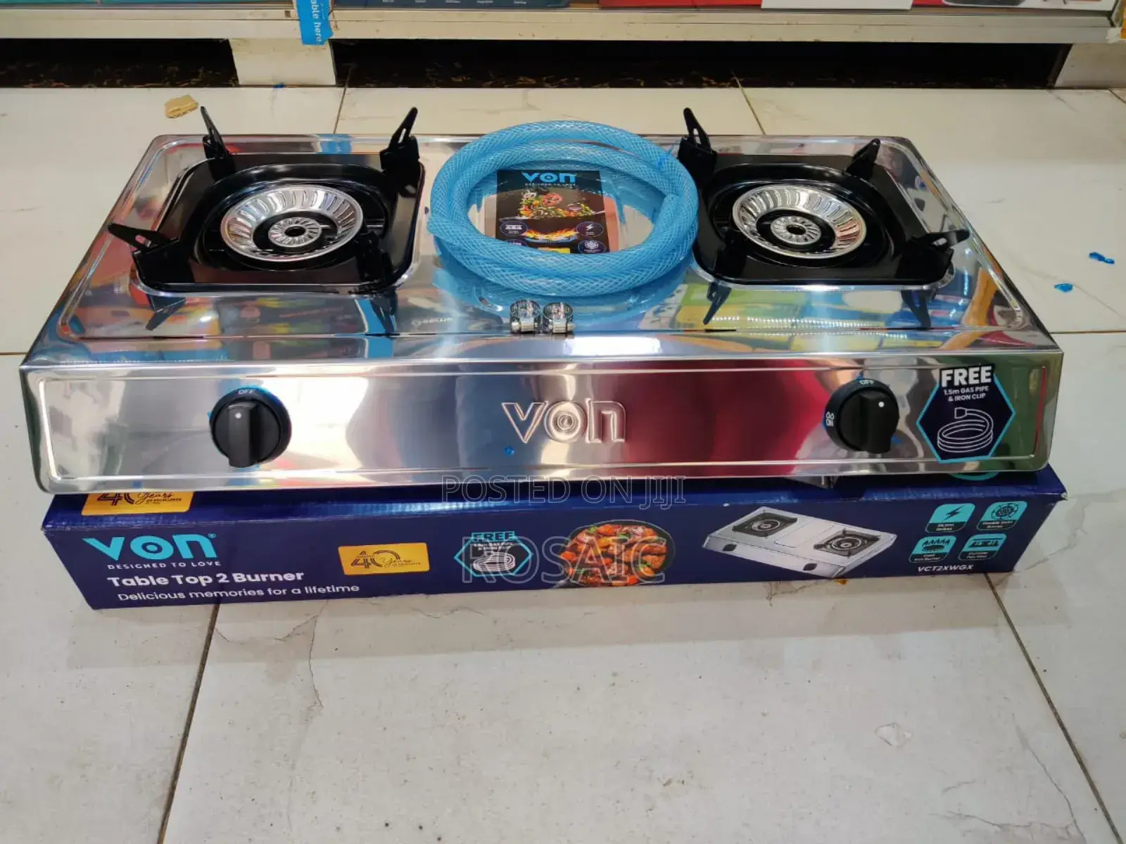 *Von 2 Burner Stainless Steel With Pipe and Clips