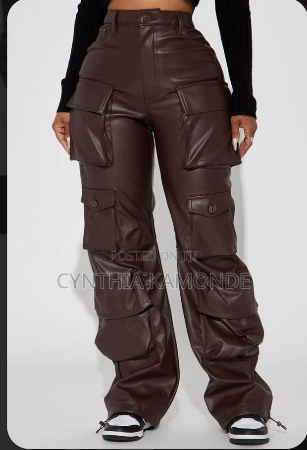 Black and Brown Leather Pants - main view