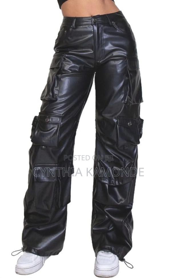 Black and Brown Leather Pants - thumbnail 2