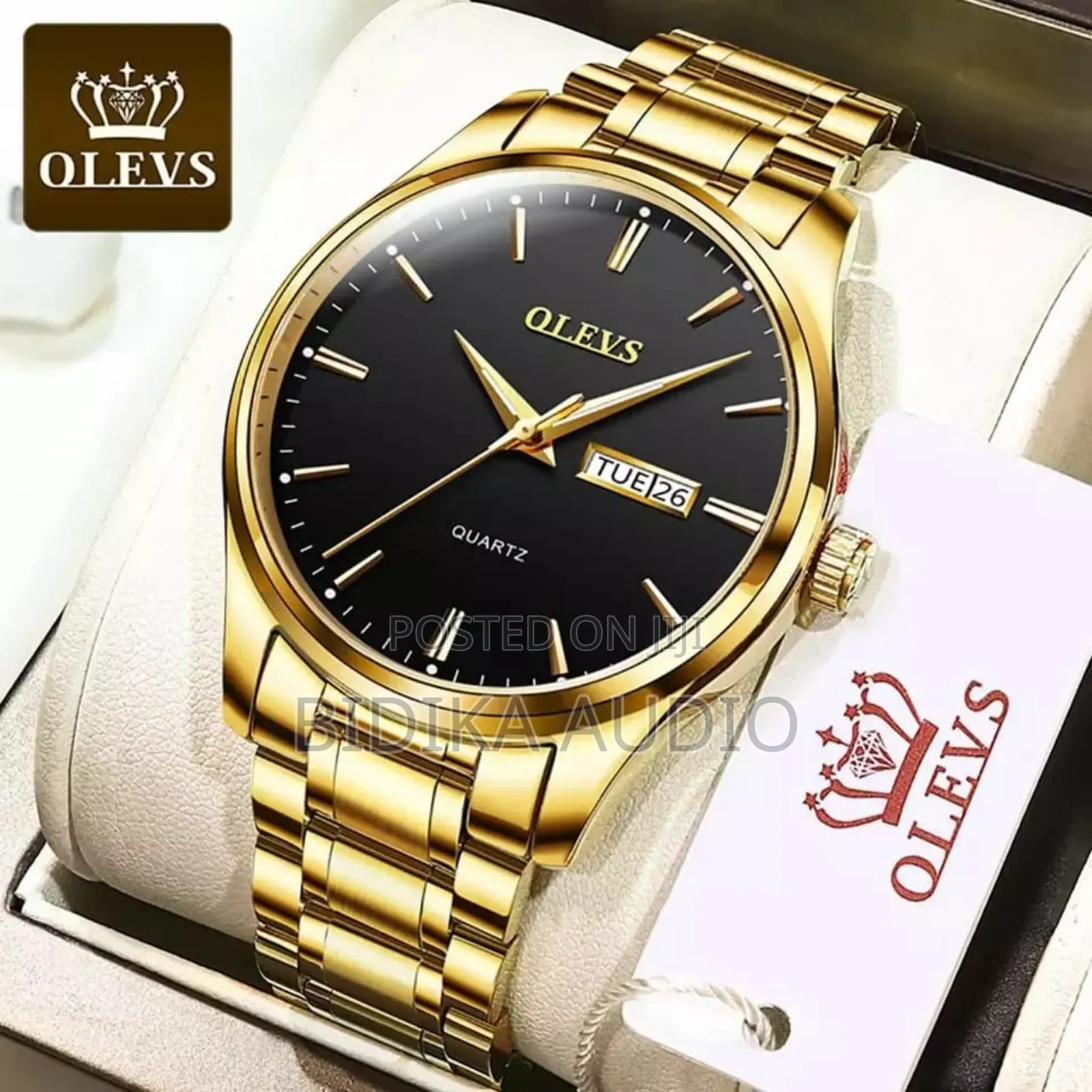 OLEVS Men’S Luxury Stainless Steel Water Resistant