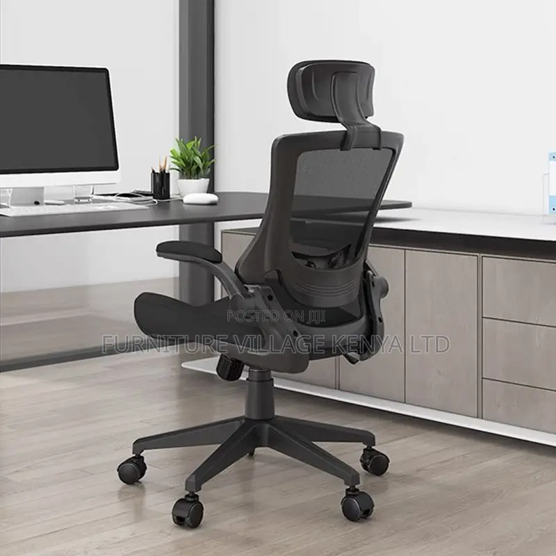 Orthopedic Office Seat -Elegant Black Mesh Office Chair