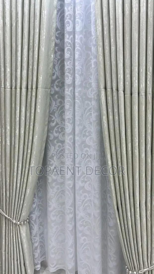 Cream Window Curtains and White Sheers