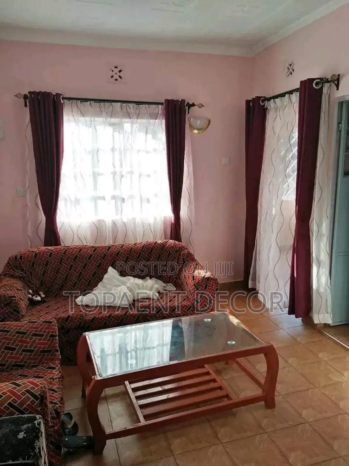 Maroon Well Knitted Window Curtains