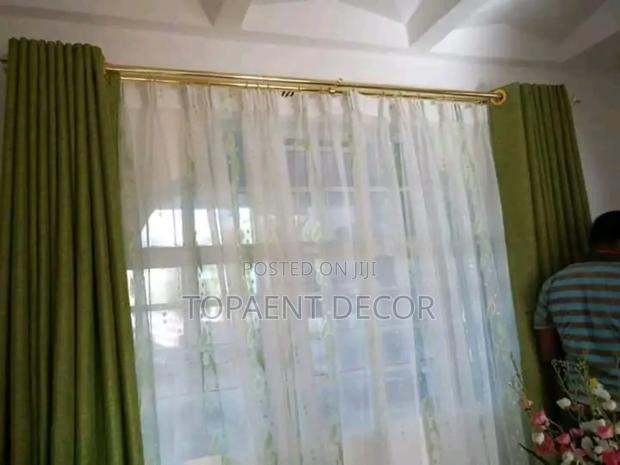 Lime Green Window Curtains and White Sheers