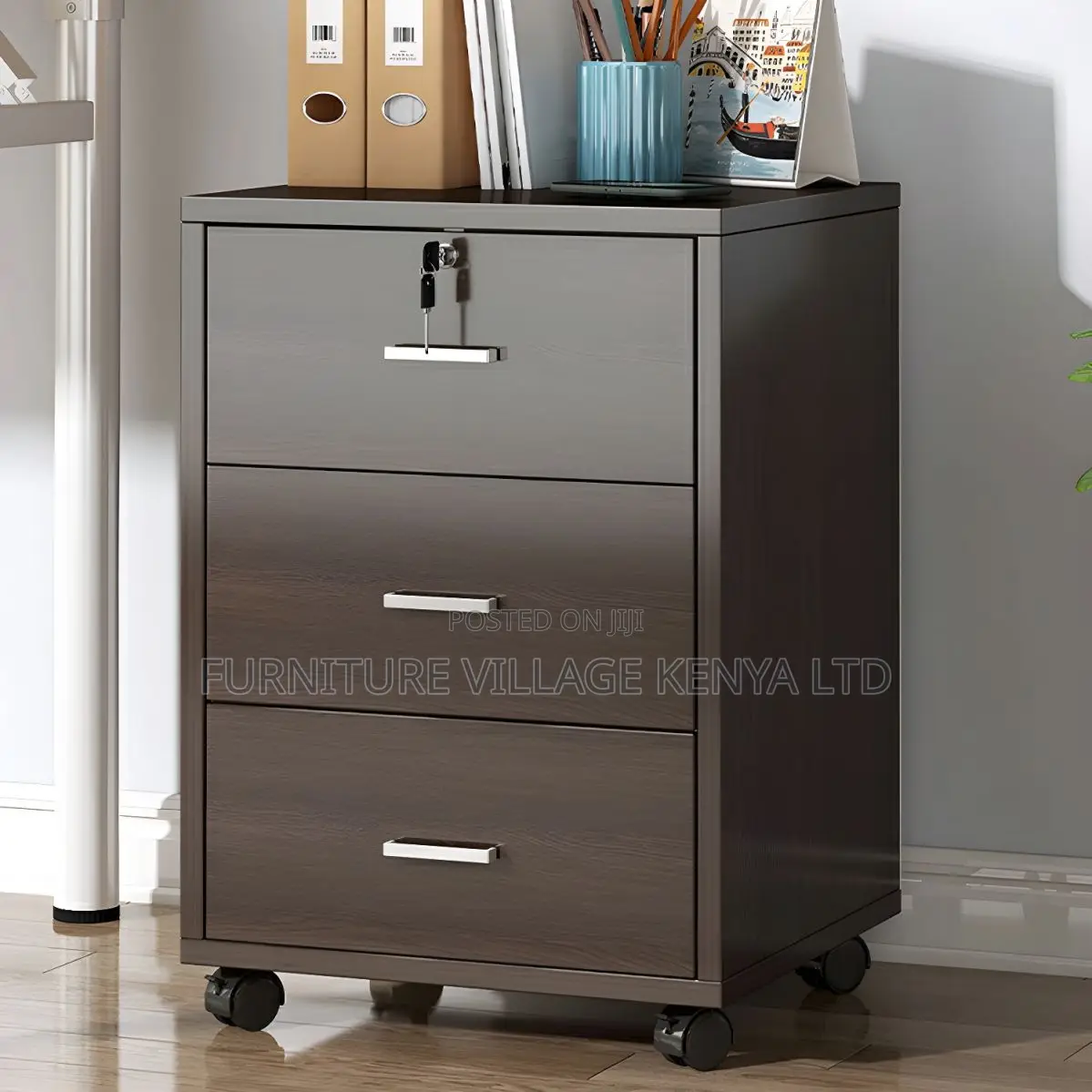 Modern Style Cabinet With Key Locking Drawers