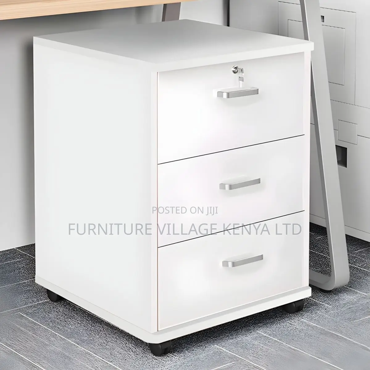 Contemporary Wooden Frame File Cabinet With Storage
