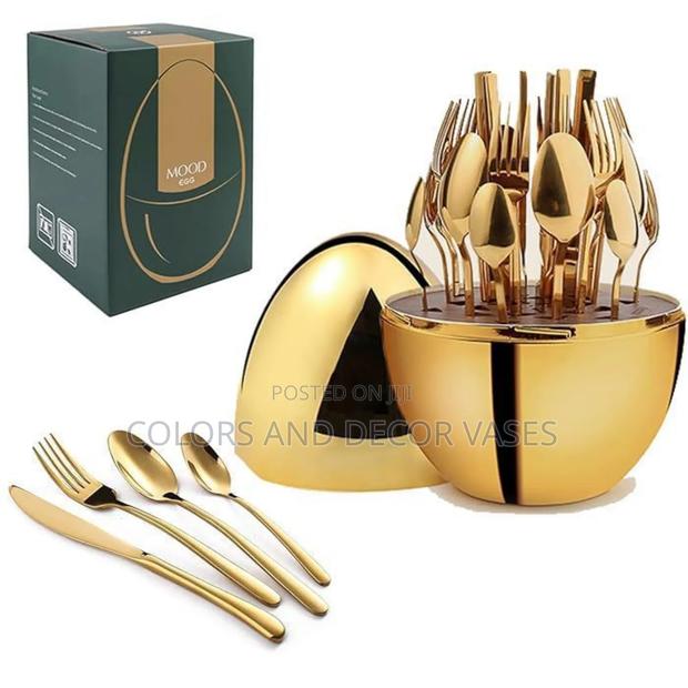 *36pc Executive Egg-Shaped Cutlery Set* *Gold Colour* - main view