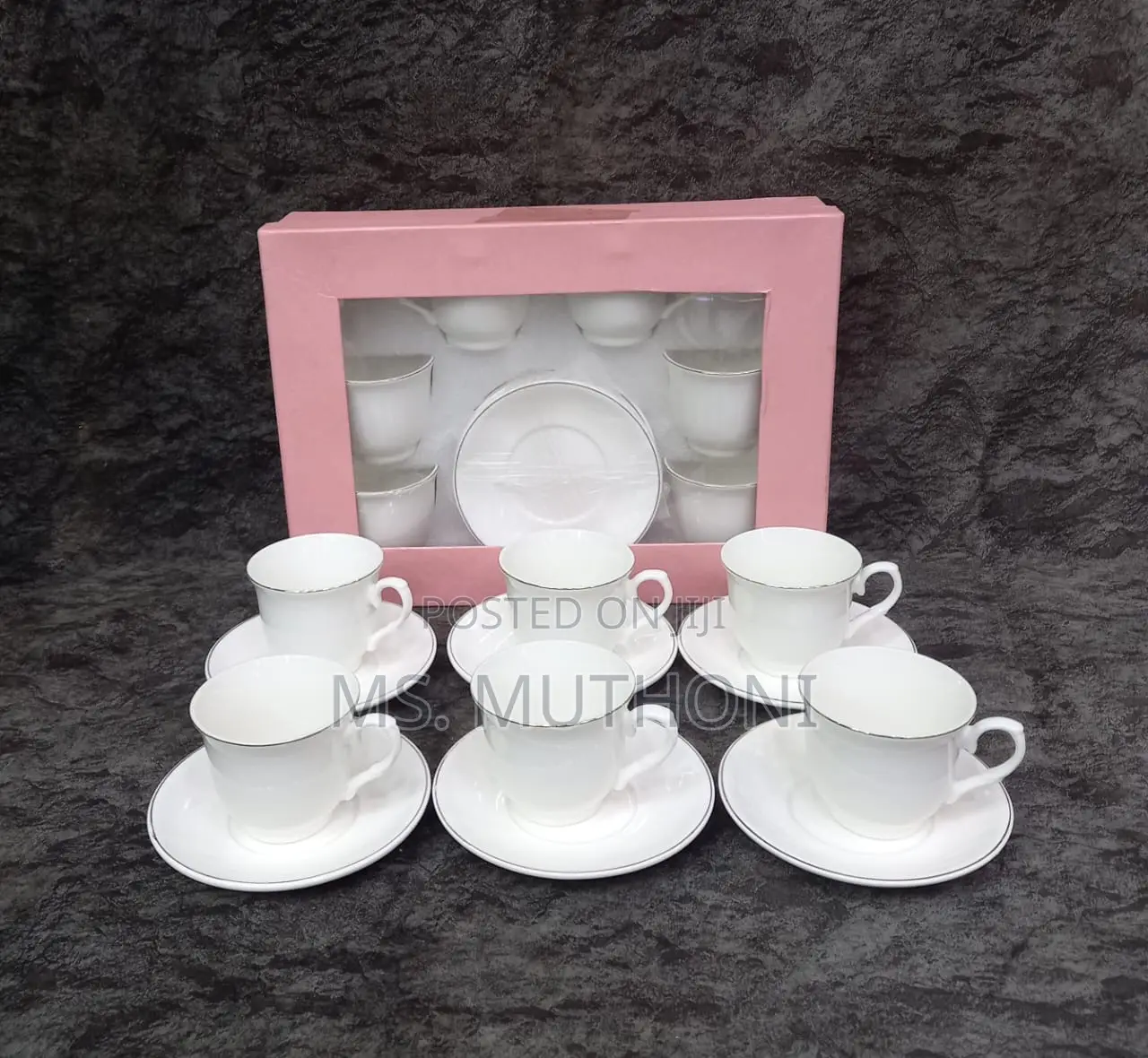 White 12 Pieces Tea Cup Saucer Set