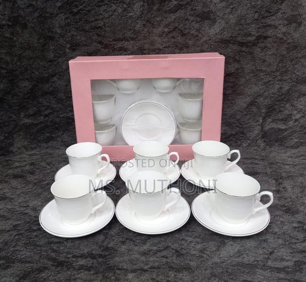 White 12 Pieces Tea Cup Saucer Set - main view