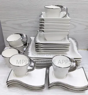 30pcs Wavy Ceramic White Dinner Set