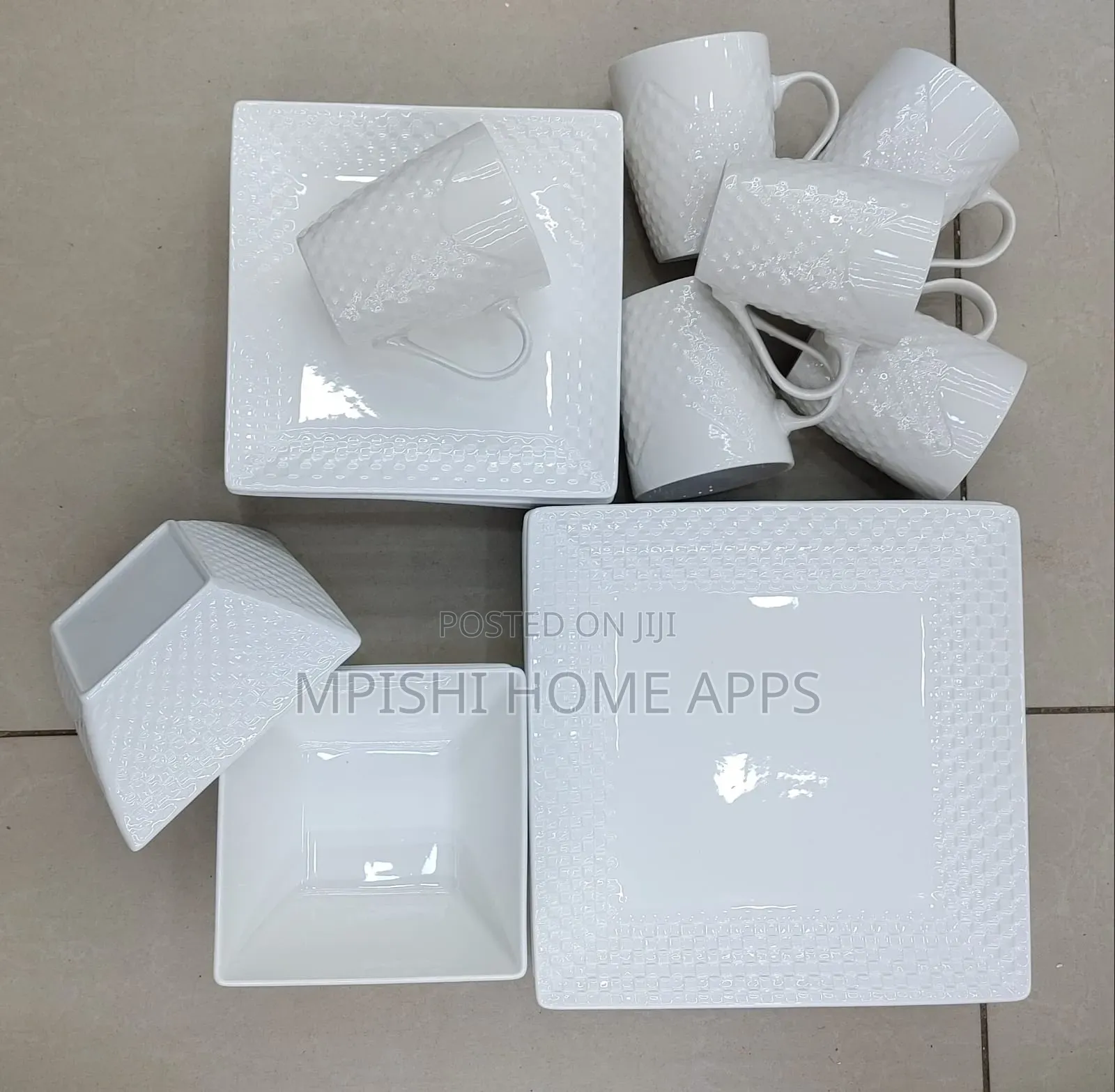 24pcs Checked Ceramic Dinner Set