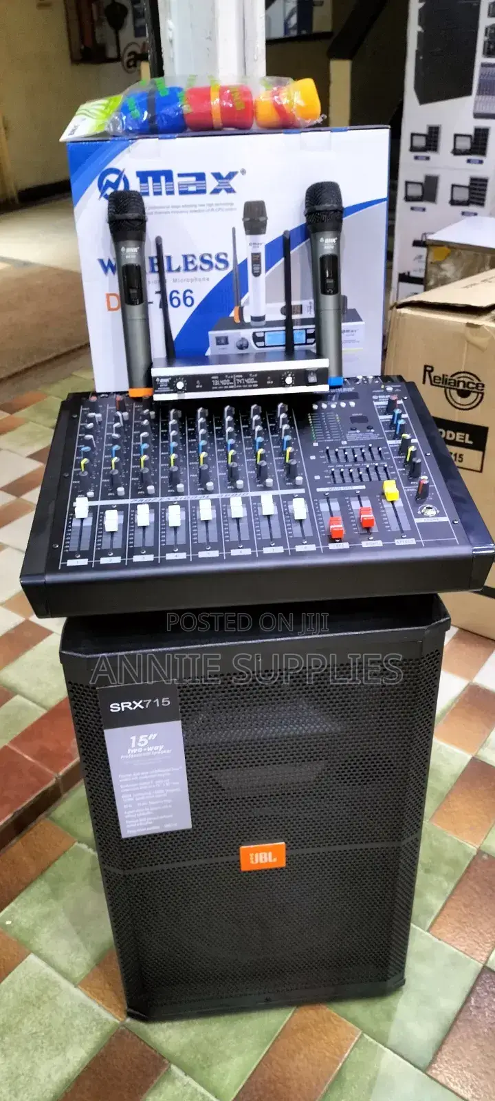 Mini Public Address 8ch Powered Mixer+Jbl Midrange Speaker+Wireless