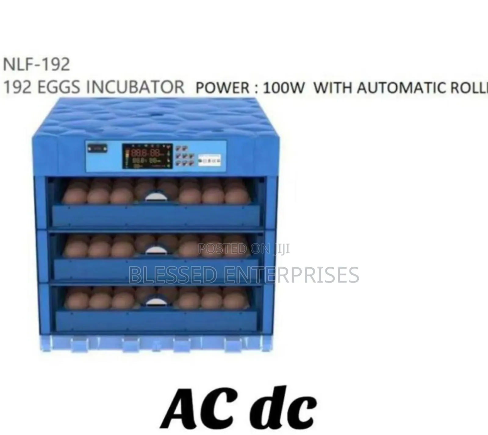 192 Eggs Incubator Machine AC DC Automatic Rollers