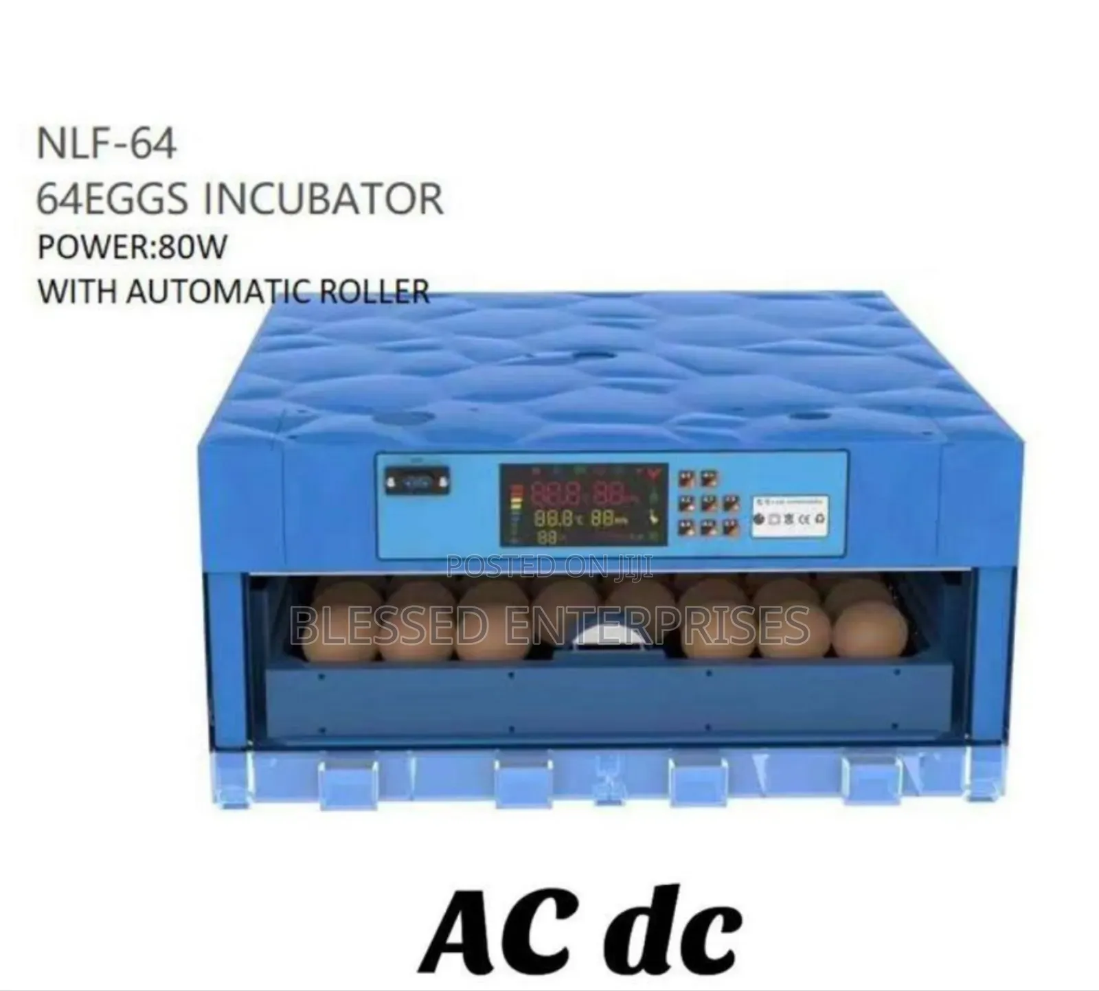 Guaranteed 98% Hutching Eggs Incubator Machine AC DC 64 Eggs