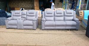 Fancy Semi Recliner Sofa 5-Seater Leather - thumbnail 2