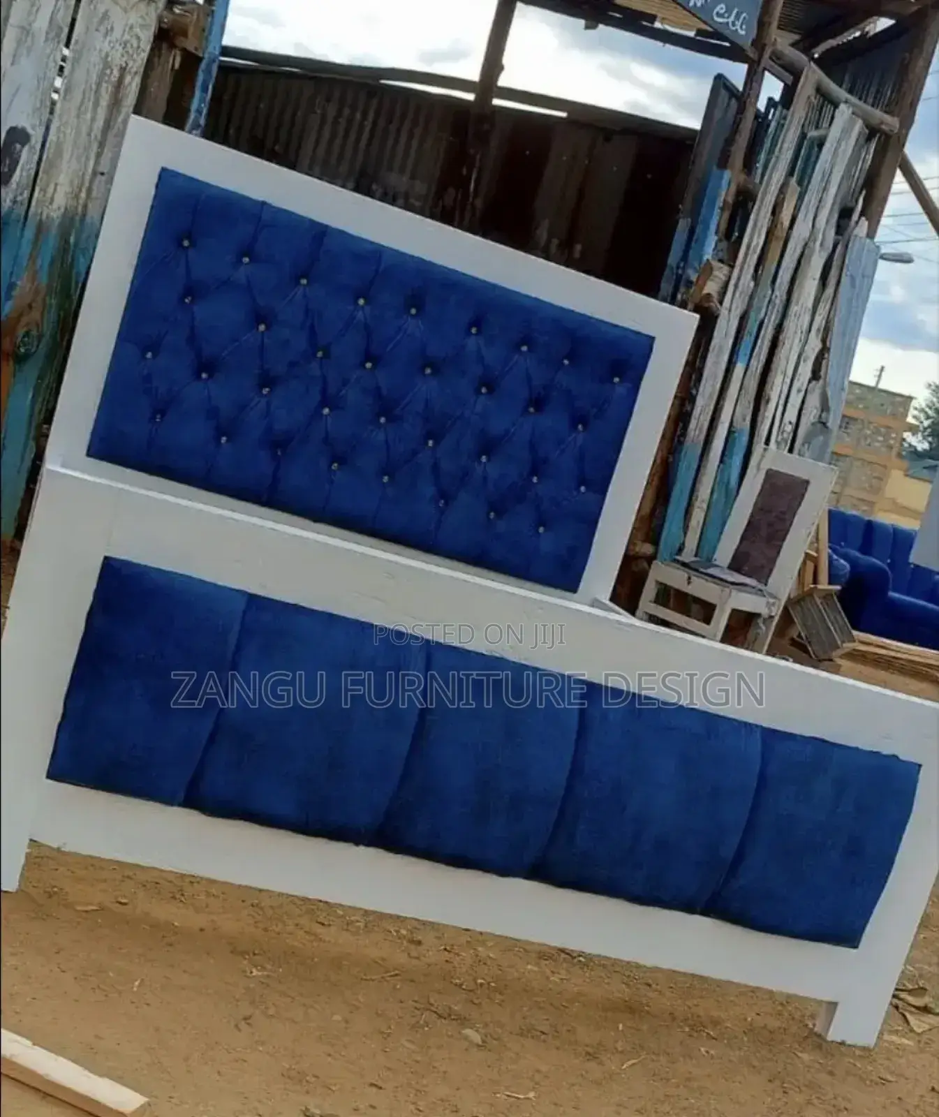 Blue White Bed
