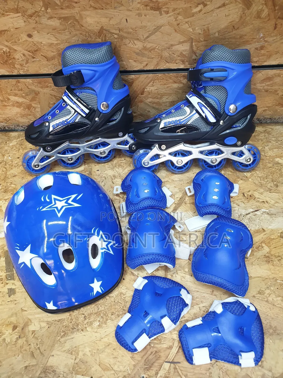 Blue Full Set Adjustable Roller Skates for Kids