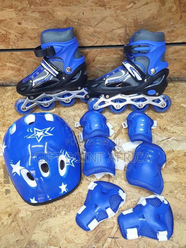 Blue Full Set Adjustable Roller Skates for Kids - main view