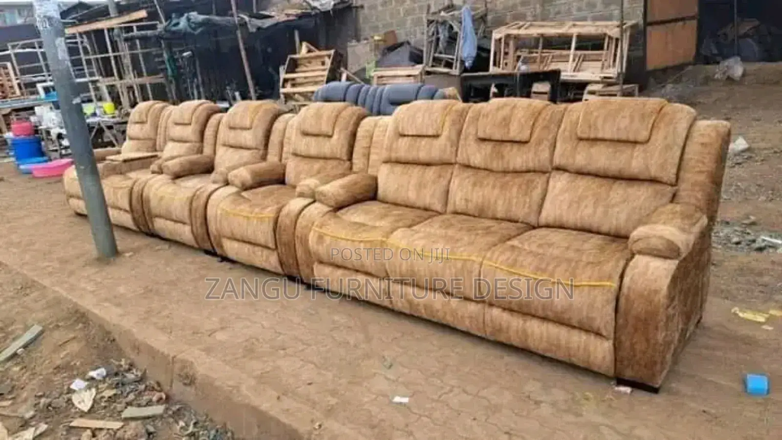 Leather Sofa Semi Recliners 5-Seater