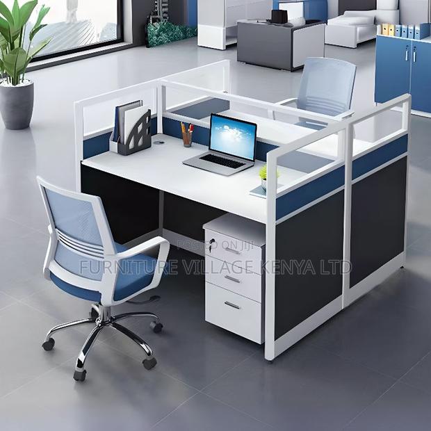 2-Way Office Workstation in Blue (03 Lockable Drawers )