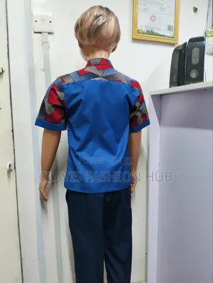 Boys African Shirt Red Blue