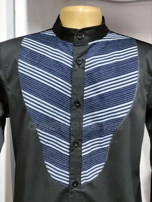 Black African Shirt With Ankara Details