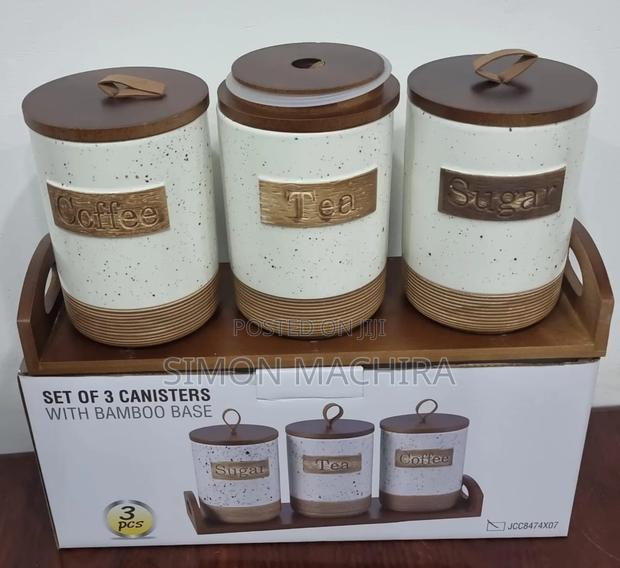Set of 3 Ceramic Canisters - thumbnail 2