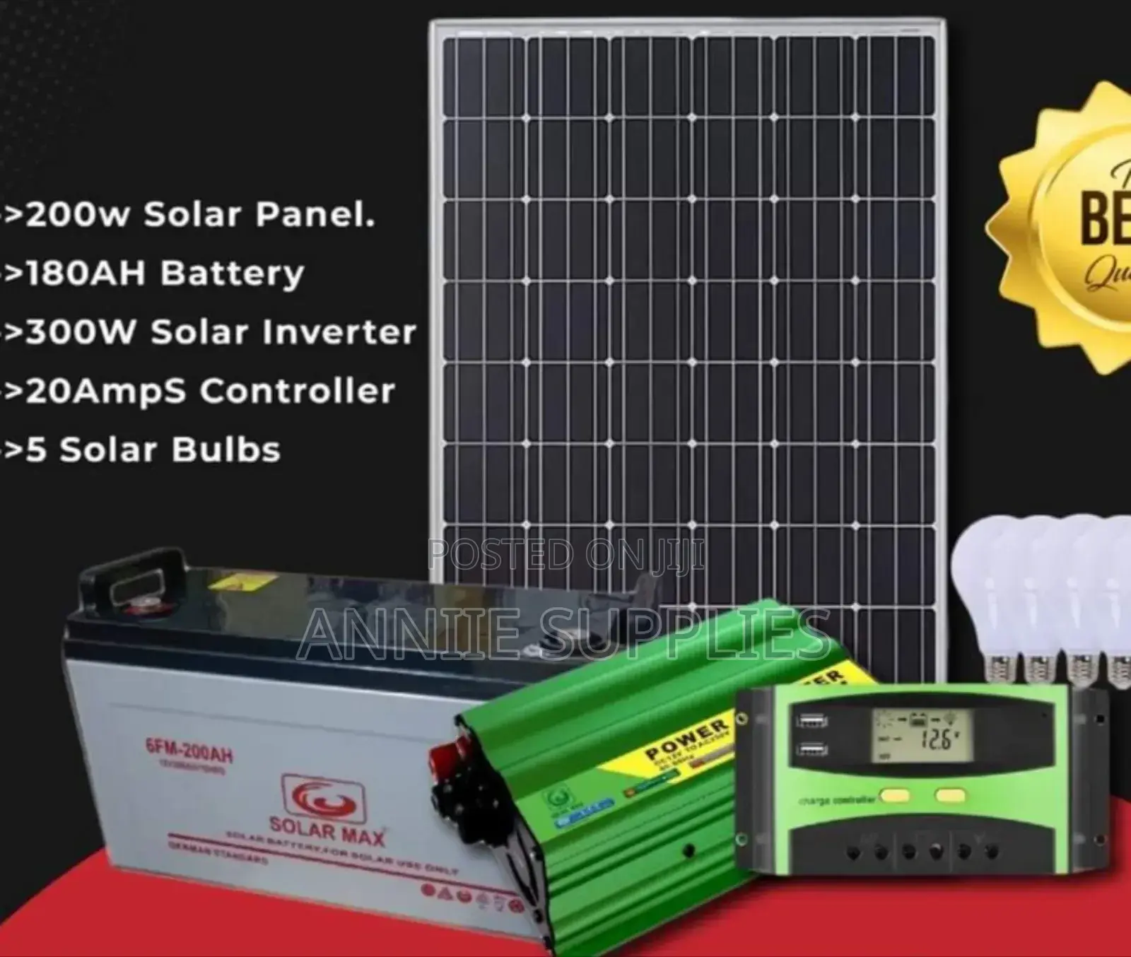 400w Solar+ 200ah Battery+600w Inverter Solar System