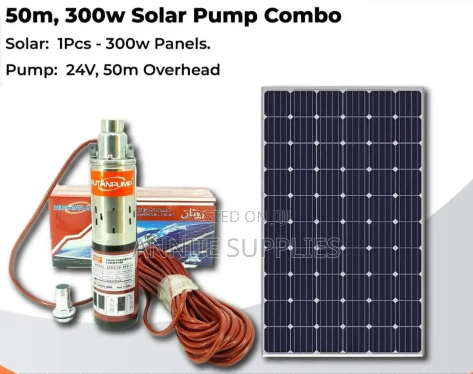 50m Head/1.5m Cubic DC Submersible Pump+300w Solar