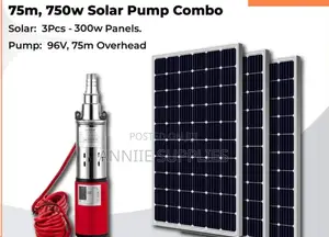 New Solar Dc 75m Head/3m Cubic Submersible Pump+ (3)300w Solar Panels