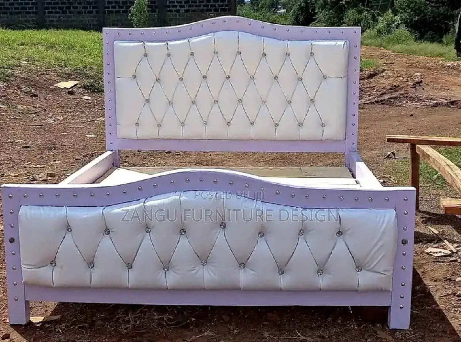 White Cream Fabric Bed