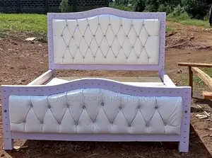 White Cream Fabric Bed