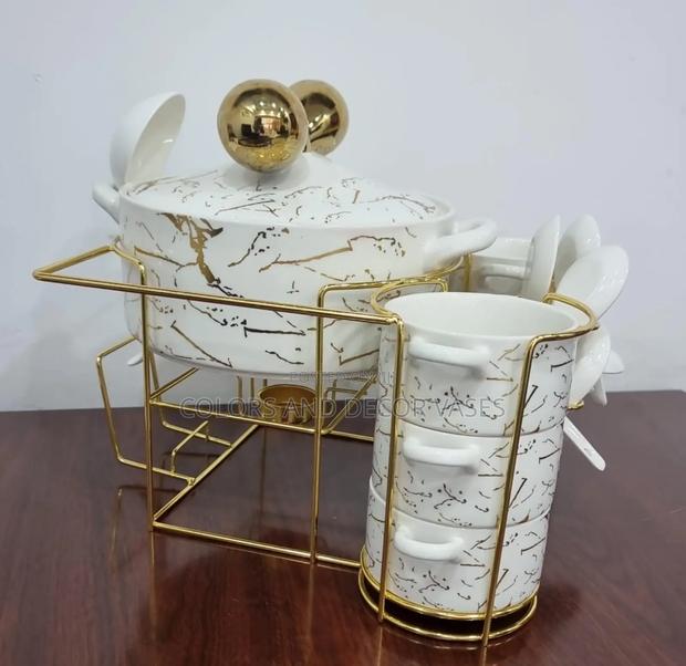 Ceramic Soup Set on a Golden Stand With Burner Now - thumbnail 3