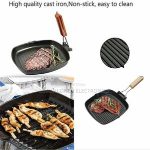 Non Stick Square Steak Pan With Wooden Handle - thumbnail 2
