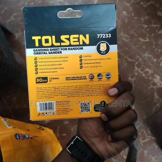 Tolsen 80 Grit Sanding Sheet 125mm/5" 5pcs Per Pack - thumbnail 5