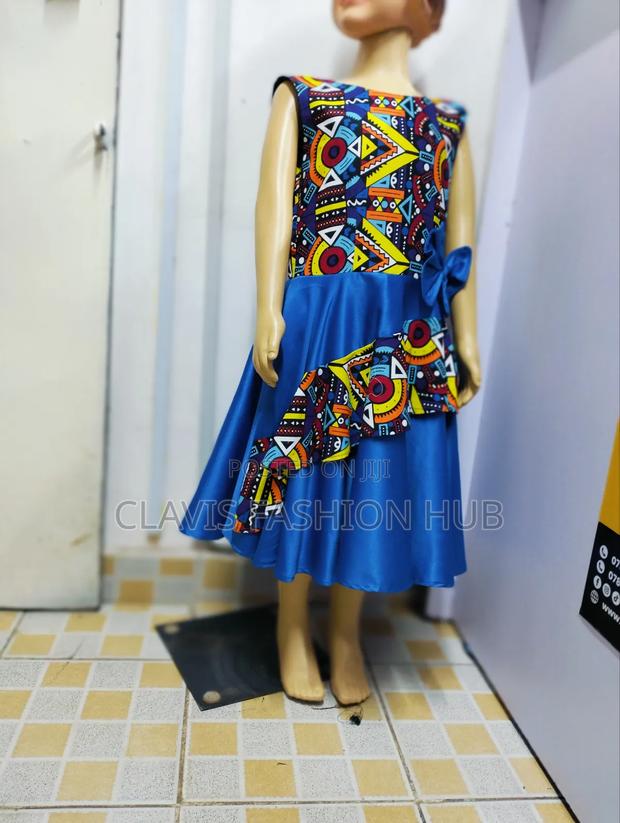 Girls Royal Blue Kitenge Dress